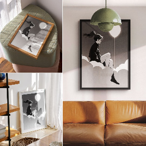 Plagát do obývačky Dievča a balón