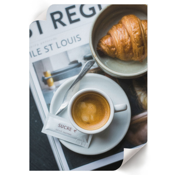 Retro plagát Káva a croissant
