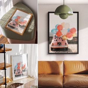 Plagát do obývačky Auto a balóny