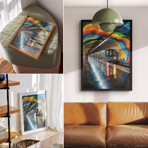 Retro plagát Metro a dúha