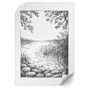 Retro plagát Náčrt jazera