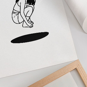 Plagát do izby Žena nad dierou