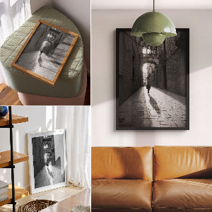 Retro plagát Čiernobiela ulica