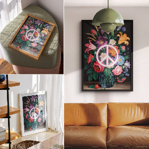 Retro plagát Mier a kvety