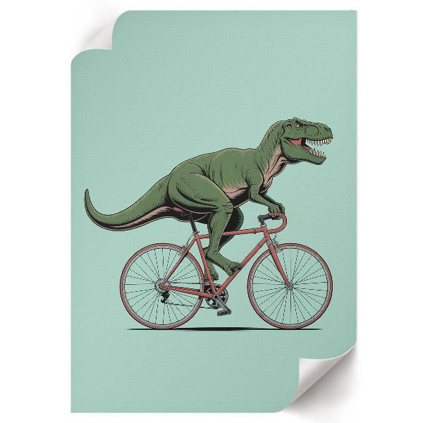 Plagát do obývačky Dinosaurus na bicykli