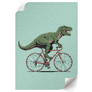 Plagát do obývačky Dinosaurus na bicykli