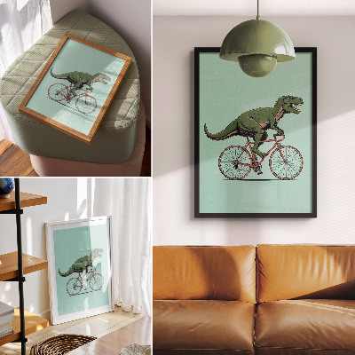 Plagát do obývačky Dinosaurus na bicykli