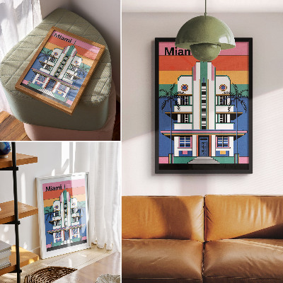 Retro plagát Art Deco v Miami