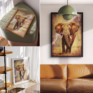 Poster na stenu Slon s bleskom