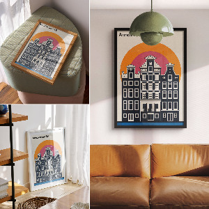 Plagát do izby Amsterdamské činžiakové domy