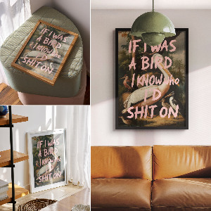 Retro plagát Vtáky s nápisom