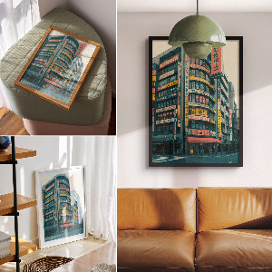 Retro plagát Mestská krajina