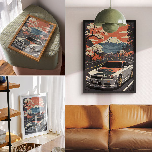 Plagát do obývačky Auto a hory