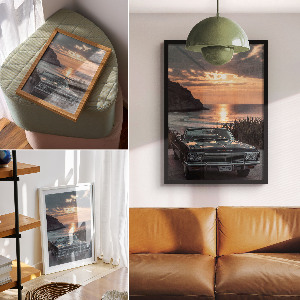 Poster na stenu Západ a auto