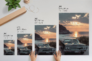 Poster na stenu Západ a auto