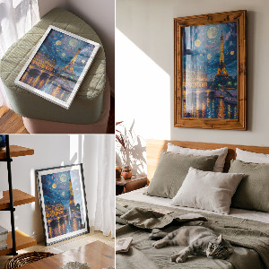 Poster na stenu Paríž v noci