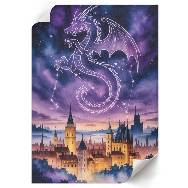 Retro plagát Drak a hrad