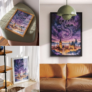 Retro plagát Drak a hrad