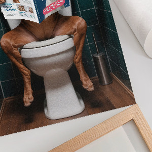 Retro plagát Pes na záchode