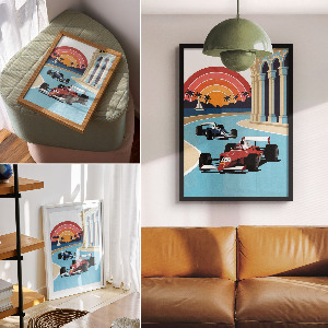 Retro plagát Ilustrácia pretekov