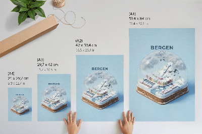Poster na stenu Bergenská snehová guľa