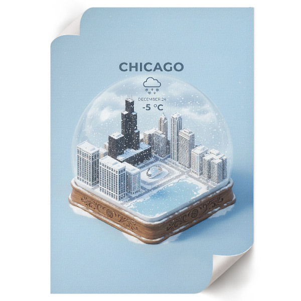 Plagát do izby Cichago snehová guľa