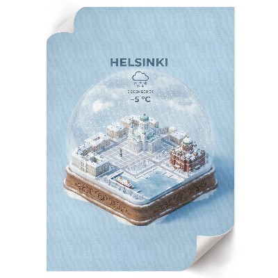 Retro plagát Helsinská snehová guľa