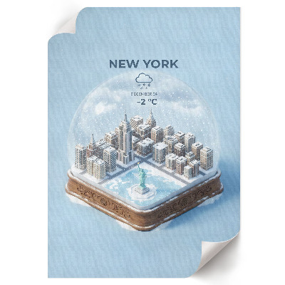 Plagát do obývačky Snehová guľa v New Yorku