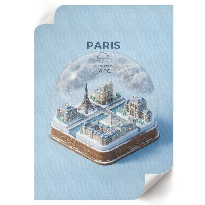 Poster na stenu Snehová guľa Paríž