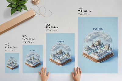 Poster na stenu Snehová guľa Paríž