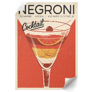 Retro plagát s motívom vintage koktailu