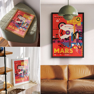 Retro plagát Cesta na Mars