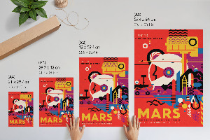 Retro plagát Cesta na Mars