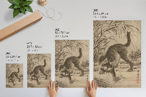 Poster na stenu Mačka chytajúca žabu