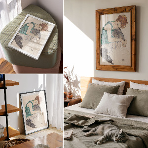 Plagát do izby Sediaca žena