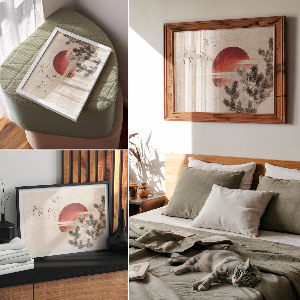 Plagát na stenu Vtáky a západ slnka