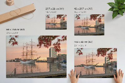 Plagát na stenu s motívom plachetnice a panorámy