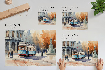 Plagát na stenu s motívom mestskej električky