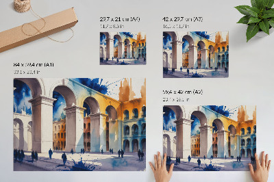 Plagát s motívom mestského panorámy