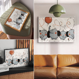 Plagát Ilustrácia slonov