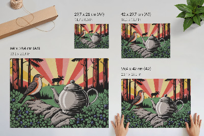 Plagát na stenu s motívom kempovania v lese