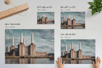 Plagát s motívom priemyselnej architektúry