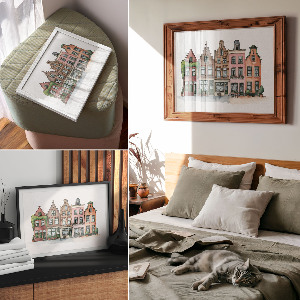 Plagát na stenu Ilustratívne činžiakové domy