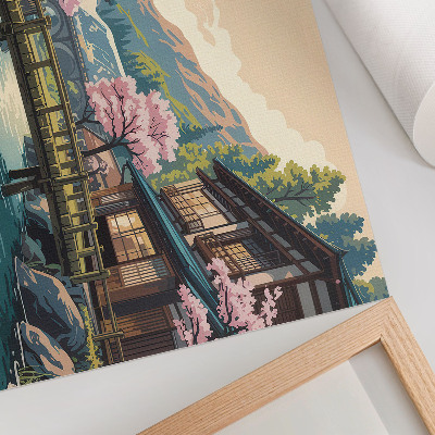 Poster s japonskou krajinou a onsenmi