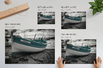Poster s motívom lode na pláži