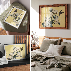 Poster Hortenzia a lastovička