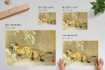 Poster s motívom tigra v snehu